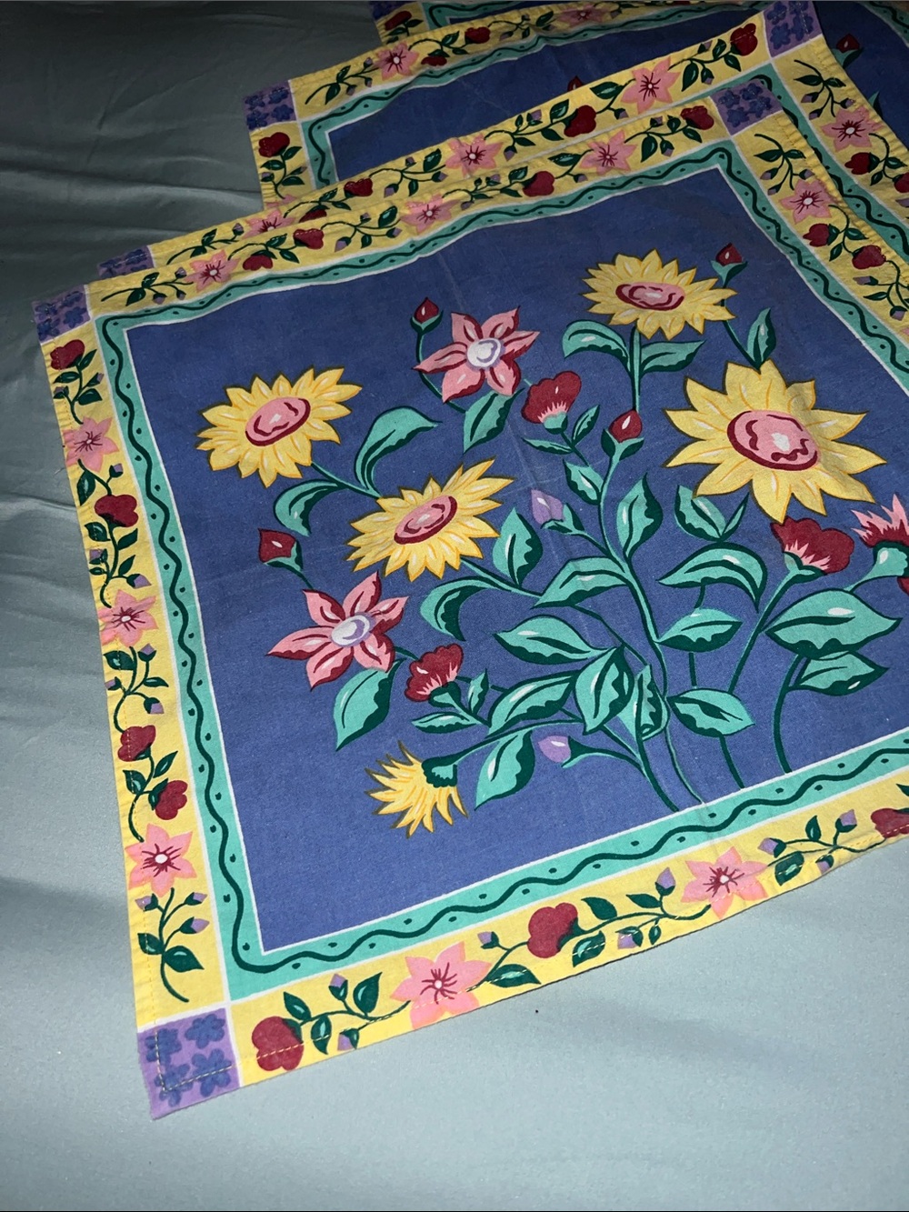Floral Sunflower Cotton table linens set of 4
